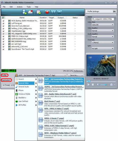 Convert MKV to 3GPP, Mobile Video Converter