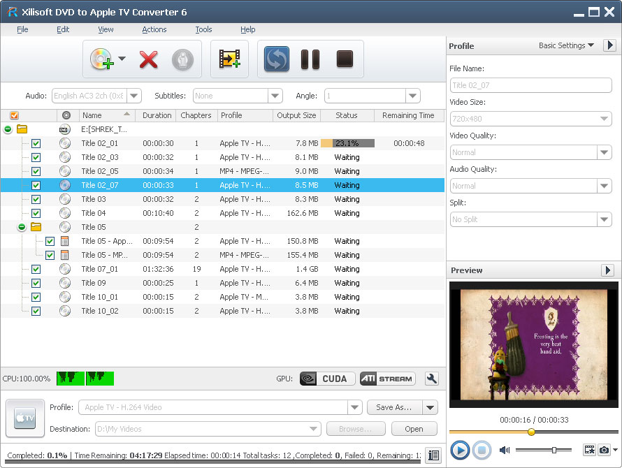 Xilisoft DVD to Apple TV Converter - convert DVD to Apple TV, rip DVD to Apple TV