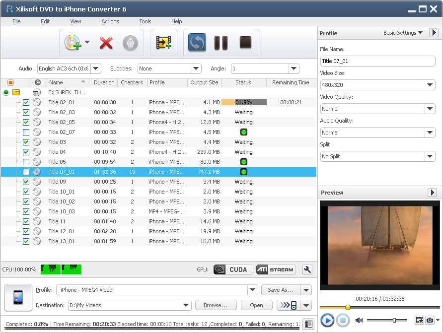 Xilisoft DVD to iPhone Converter - convert DVD to iPhone, rip DVD to iPhone