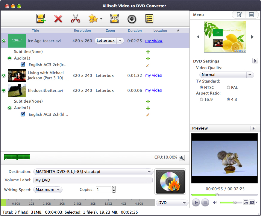 Xilisoft Video to DVD Converter for Mac